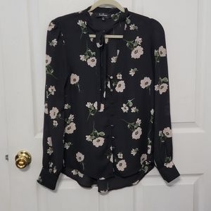 Lulus On the Spot Black Floral Print Button-Up Top